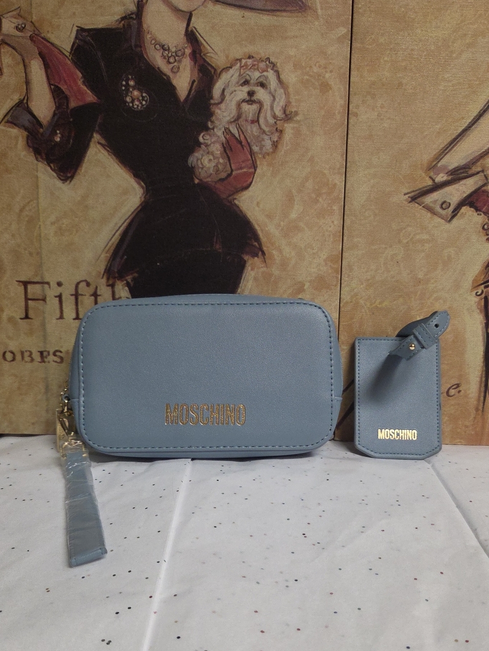 China Airlines & Moschino Blue Pouch with Luggage Tag